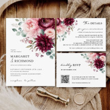 Burgundy & Blush Elegant Classic Floral Wedding 