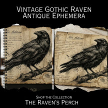Antique Ephemera Raven - Vintage Gothic Art