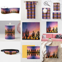 Southwestern Desert Landscape Cactus Sunrise Image