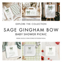 Green Gingham Coquette Bow Baby Shower