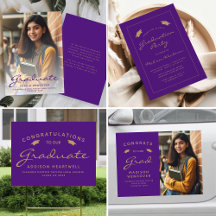 Modern Purple Gold Script Graduation Suite