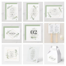 Green Foliage & Gold Frame Wedding Collection