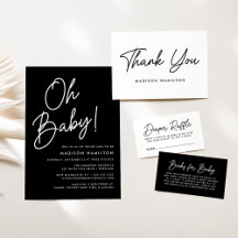 Oh Baby Script Black and White Baby Shower