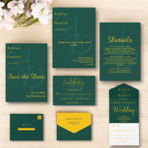 Chic Green And Gold Monogram Wedding Collection