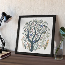 Whimsical Folk Art Forest and Meadow Flowers