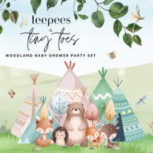 Teepees and Tiny Toes Woodland Baby Shower Set