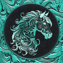 Tooled leather horse