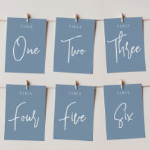 Dusty Blue   Modern Handwritten Table Numbers