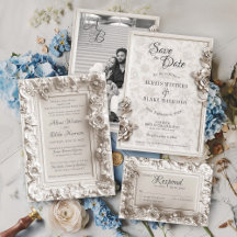 Vintage Baroque Floral Frame Monogram Wedding