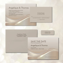 Modern Beige Wedding Invitation Suite
