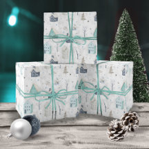 Cozy Home Christmas Watercolor Pattern Teal