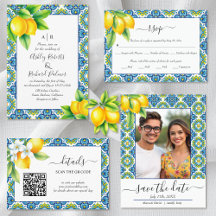  Mediterranean blue and yellow tile lemon wedding 