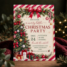 Vintage Watercolor Christmas Party Invite & Decor