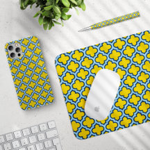 Yellow and Blue Trellis, Latticework, Quatrefoil