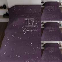 Zodiac Signs Purple Galaxy Duvet Covers