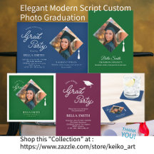Elegant Modern Script Custom Photo Graduation 
