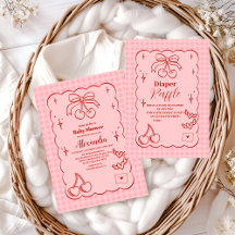 Doodle Cherry Bow Bow Baby Shower