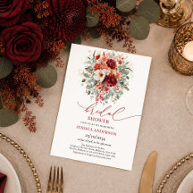 Burgundy Autumn Boho Floral Bridal Shower 249B