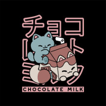 Kawaii Cat with Chocolate Milk – Japanese Pop Art 