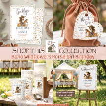 Boho Wildflowers Horse Girl Birthday Party Suite