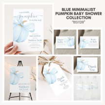 Blue Minimalist Pumpkin Baby Shower Collection