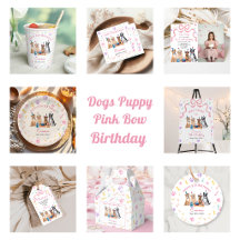 Dog Puppy Pink Bow Girls Birthday