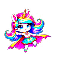 Anime Unicorn kids back to school quote pink teal 