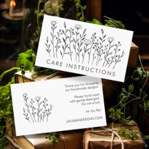 Care Instructions Business Cards