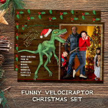Funny Christmas Velociraptor Dinosaur Set