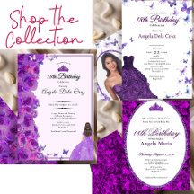 Purple 18th Birthday Debut Invitations