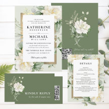 Sage Green Eucalyptus&Elegant Rose Ivory Wedding 