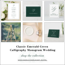 Classic Emerald Green Calligraphy Monogram Wedding