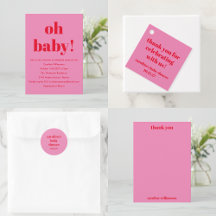 Bold Typography Bright Pink and Red Baby Shower