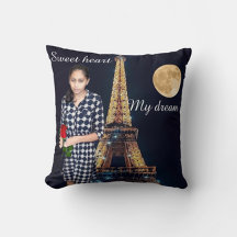 Romantic Girl Eiffel Tower Throw Pillow iPhone Cas