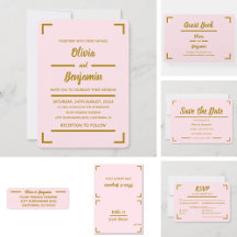 The Pink & Gold Simple Modern Wedding Collection