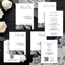 Chic Extra Minimalist Black & White Photo Wedding 