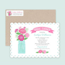 Vintage Floral Mason Jar Bridal Shower Invitations