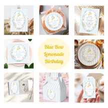 Girls Blue Bow Lemon Birthday