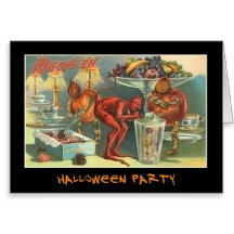 Vintage Devil At Halloween Party Invitation Set