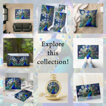 Gorgeous peacock with teal and gold plumage