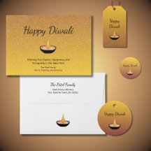 Diwali Celebration Gold Glitter Diya Flame Lamp