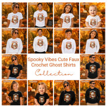 Spooky Vibes Cute Faux Crochet Ghost Shirts