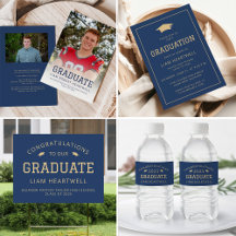 Classic Sporty Navy Blue Gold Graduation Suite