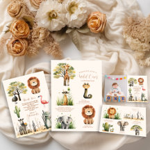 Wild One Safari Animals Boy 1st Birthday