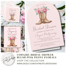 Cowgirl Bridal Shower Blush Pink Peony Florals 
