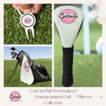 Custom Pink Personalized Monogrammed Golf 