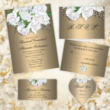 Elegant Gold and White Roses Wedding