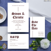 Vintage Retro Burgundy White Wedding Collection