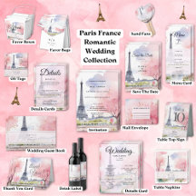 Paris France Romantic Watercolor Pink Eiffel