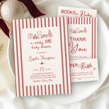 Merry Little Red Stripe Christmas Baby Shower